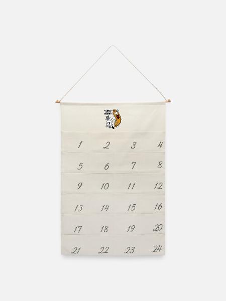 Es geht um die Wurst - Leinen Adventskalender - Naturweiß