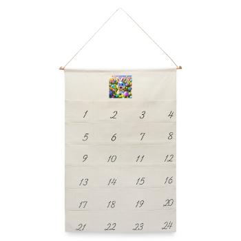Ostern, Ostern, Frohe Ostern, Schokoladeneier - Leinen Adventskalender  - Naturweiß - Vorne