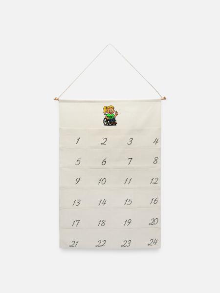 Lolla Vorbild der Rollstuhlfahrer. Rollstuhl # - Leinen Adventskalender  - Naturweiß