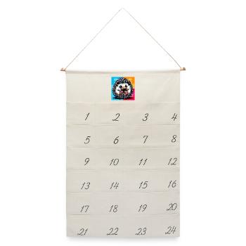 Igel - Leinen Adventskalender  - Naturweiß - Vorne
