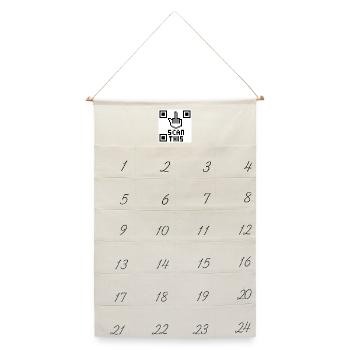 QRcode Mittelfinger - Leinen Adventskalender  - Naturweiß - Vorne