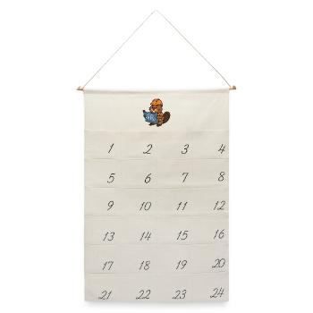 Biber Bauarbeiter Bob Baumeister Plan Bau Staudamm - Leinen Adventskalender  - Naturweiß - Vorne