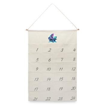 Cyberunicorn am Laptop - Leinen Adventskalender  - Naturweiß - Vorne