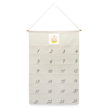 Haltung Meditation Illustration - Leinen Adventskalender  - Naturweiß - Vorne