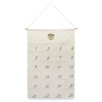Campingfrieden Badge - Leinen Adventskalender  - Naturweiß - Vorne