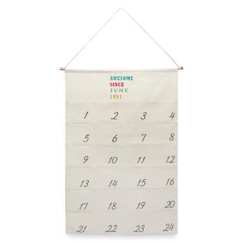 Retro 1951 Juni Layout - Leinen Adventskalender  - Naturweiß - Vorne