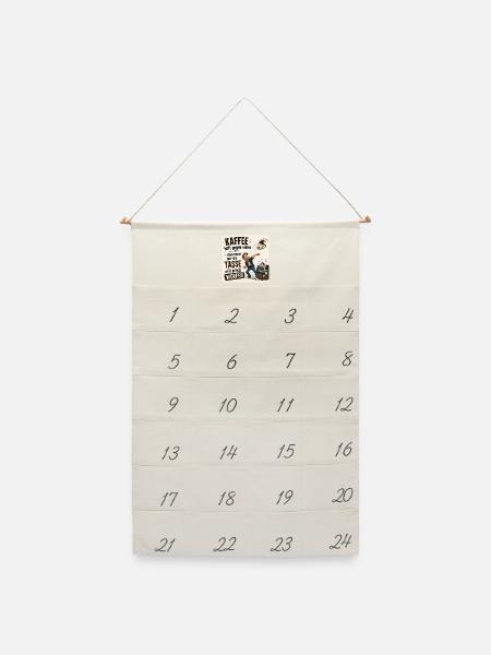 Kaffee - Leinen Adventskalender - Naturweiß