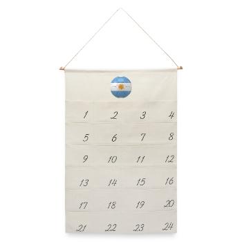ARGENTINIENS FLAGGE AUF EINEM FUSSBALL - Leinen Adventskalender  - Naturweiß - Vorne