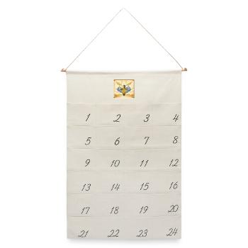 Sonnenstrahl Kreuz Vintage - Leinen Adventskalender  - Naturweiß - Vorne