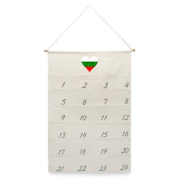 Bulgarien Herzflagge Grunge - Leinen Adventskalender  - Naturweiß - Vorne