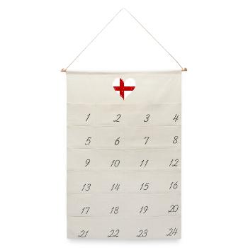 England Herzflagge Grunge - Leinen Adventskalender  - Naturweiß - Vorne