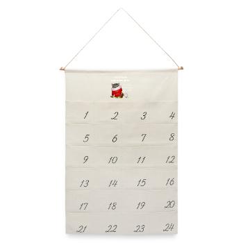I destroyed your other gifts - Kätzchen - Leinen Adventskalender  - Naturweiß - Vorne