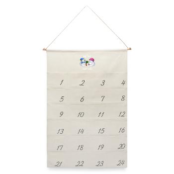 Our love never melts - Schneemann Paar - Leinen Adventskalender  - Naturweiß - Vorne