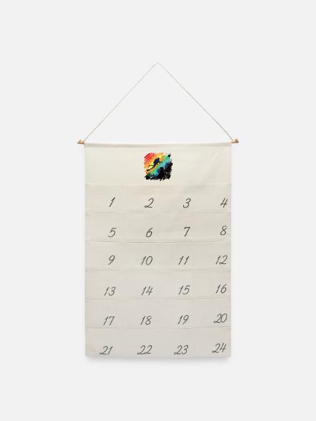 Lebendige Unterwasser-Taucher-Illustration - Leinen Adventskalender - Naturweiß