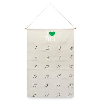 I love Bio - Leinen Adventskalender  - Naturweiß - Vorne