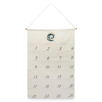 Kanagawa Welle Fibonacci Spirale – Japanische Kuns - Leinen Adventskalender  - Naturweiß - Vorne