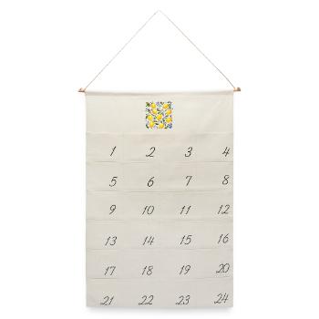 Zitronen Muster Mediterran Sommer Sonne Fruechte - Leinen Adventskalender  - Naturweiß - Vorne