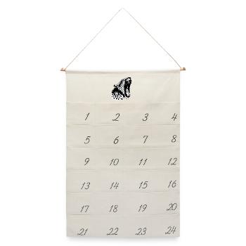 Schwarzweiß Leopardenkopf (PNG) - Leinen Adventskalender  - Naturweiß - Vorne