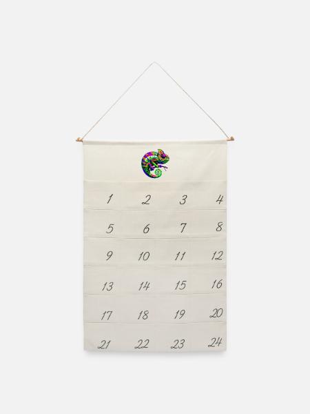 Chamäleon - Leinen Adventskalender  - Naturweiß