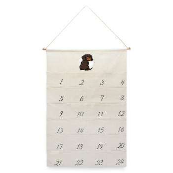 Dackel Dackelbesitzer Dackelhalter Dackelliebhaber - Leinen Adventskalender  - Naturweiß - Vorne