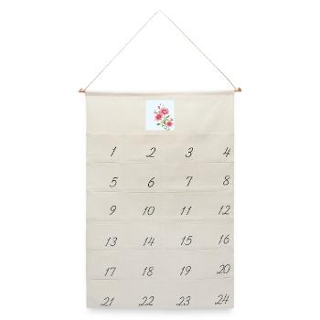 Flower - Leinen Adventskalender  - Naturweiß - Vorne