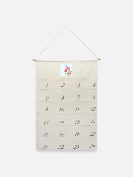 Flower - Leinen Adventskalender - Naturweiß