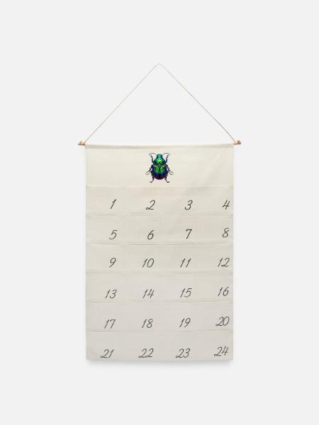 Grüner - Leinen Adventskalender - Naturweiß