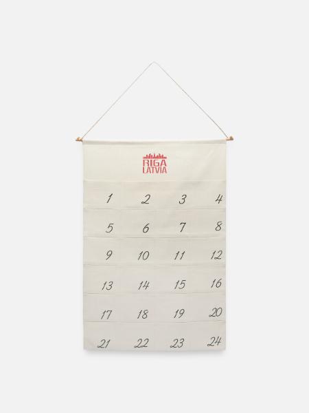 Stilvolle Riga Skyline Illustration - Leinen Adventskalender - Naturweiß