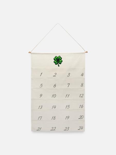 Vierblättriges Kleeblatt - Leinen Adventskalender  - Naturweiß