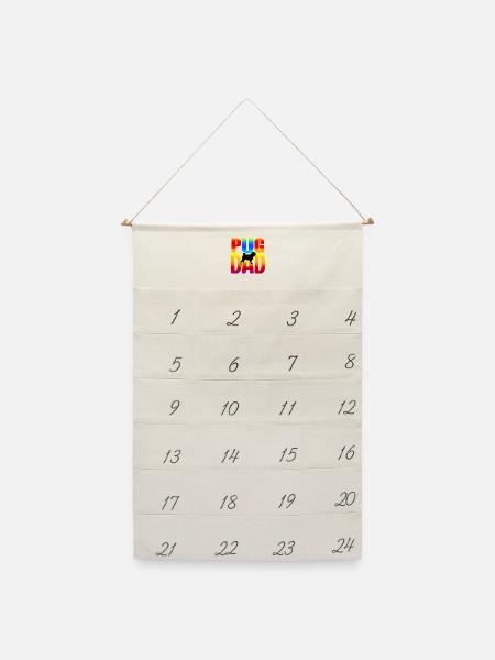 Mops Papa Regenbogen Pitbull, Hundeliebhaber - Leinen Adventskalender  - Naturweiß