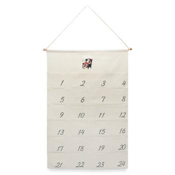 Schläfriger Weihnachtsmann lustig frohe Weihnachten - Leinen Adventskalender  - Naturweiß - Vorne