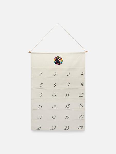 Affe Hoodie Cap Regenbogen - Leinen Adventskalender  - Naturweiß