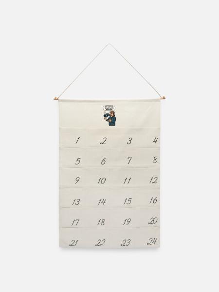 Unfall Humor Auto Spruch Illustration - Leinen Adventskalender - Naturweiß