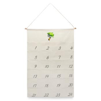 Pixel Farbrolle Grün - Leinen Adventskalender  - Naturweiß - Vorne