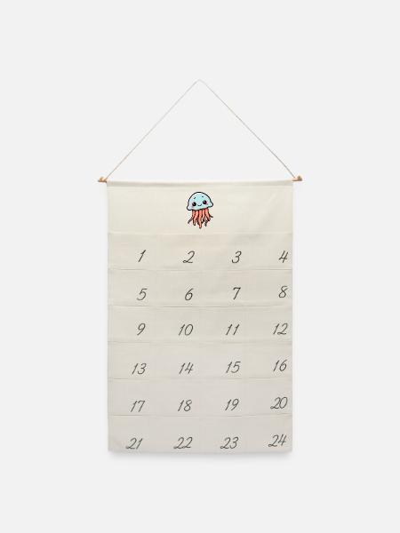 Qualle - Leinen Adventskalender - Naturweiß