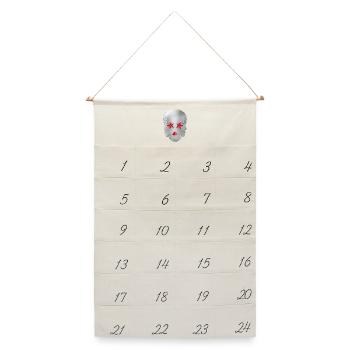 Glitter Skull – Love & Stars, metallic Look - Leinen Adventskalender  - Naturweiß - Vorne