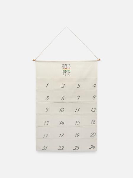 Rasta Farbband Graustufen Streifen - Leinen Adventskalender - Naturweiß