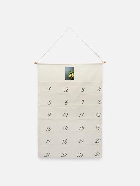 Avocado Spinat Anthrazit - Leinen Adventskalender - Naturweiß