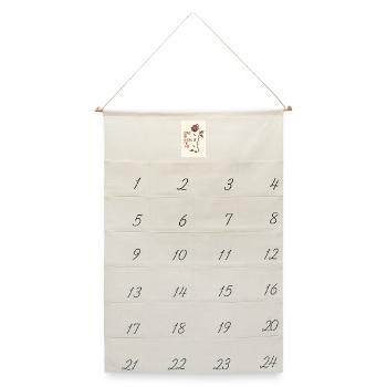 Verfallene Rose mit künstlerischem Zitat - Leinen Adventskalender  - Naturweiß - Vorne