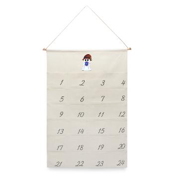 Astrologischer Widder Tierkreiszeichnertop - Leinen Adventskalender  - Naturweiß - Vorne