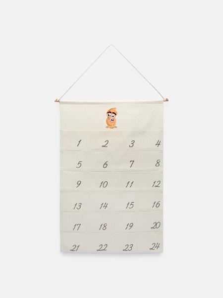 Erdnuss-Karikatur - Leinen Adventskalender - Naturweiß