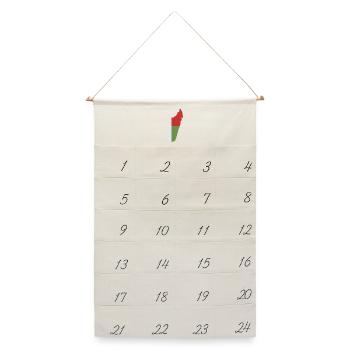Karte von Madagaskar mit Flagge - Leinen Adventskalender  - Naturweiß - Vorne