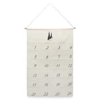 Kölner Dom Cologne Vintage Silhouette Köln Skyline - Leinen Adventskalender  - Naturweiß - Vorne