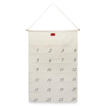 Marokko Flagge Rot Grün Pentagramm Emblem - Leinen Adventskalender  - Naturweiß - Vorne