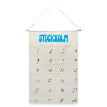 Stockholm Retro Groovy Sky Blue - Leinen Adventskalender  - Naturweiß - Vorne