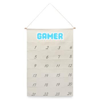 Gamer Pixel - Leinen Adventskalender  - Naturweiß - Vorne