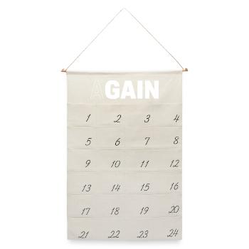 Hidden Gain — AGAIN Typography Motivational - Leinen Adventskalender  - Naturweiß - Vorne