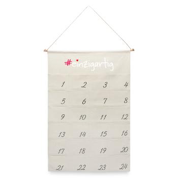 #einzigartig - Leinen Adventskalender  - Naturweiß - Vorne
