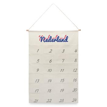 Nederland Script Flagfarben - Leinen Adventskalender  - Naturweiß - Vorne