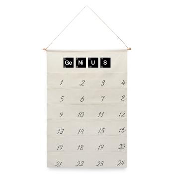 Genius Geek Wissenschaft (Schwarz) - Leinen Adventskalender  - Naturweiß - Vorne